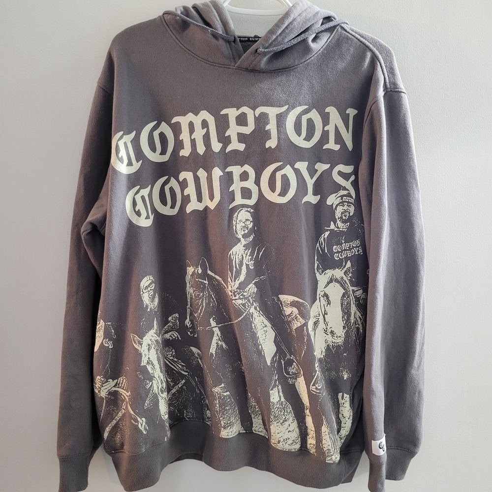 Compton Cowboys Streets Raised Us Horses Saved Us Hoodie Men's Size Large Gray